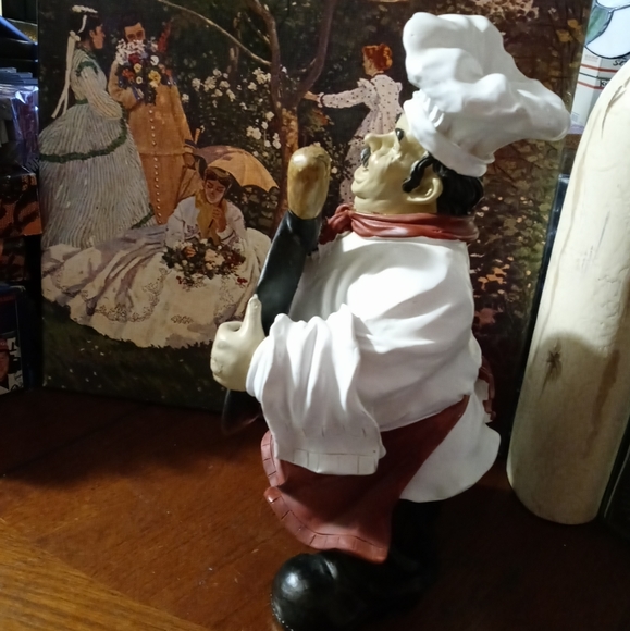 French/Italian Welcome home Chef Statue  🥖Chalkboard Sign,Nice Vintage Gift.🍜 - Picture 11 of 14